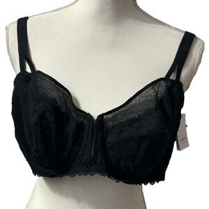 AUDEN womens black lace underwire unlined comfort wire Balconette bra NWT